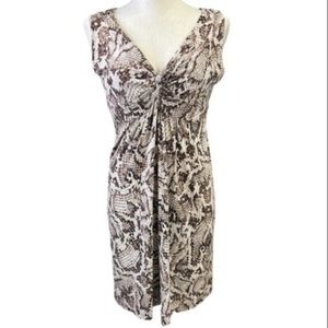 Chicos dress sheath sleeveless stretch snakeskin print beige brown women 2 L 12